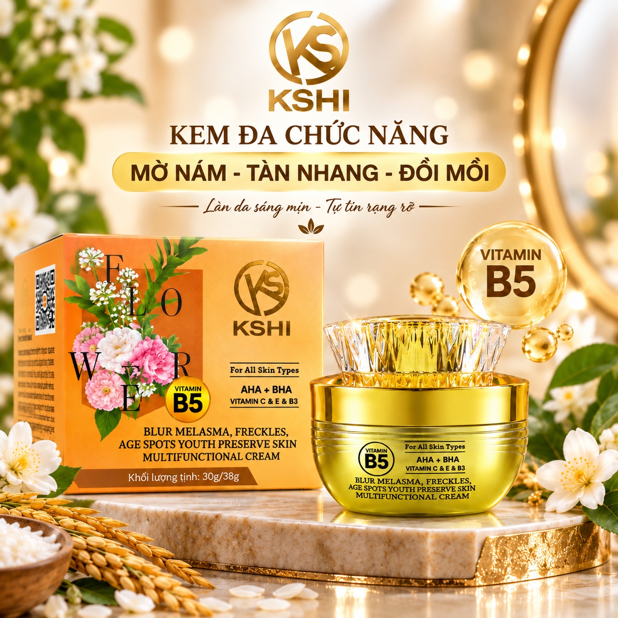 Kem Đa Chức Năng, Mờ Nám, Tàn Nhang, Đồi Mồi 10 IN 1 KSHI (30g)